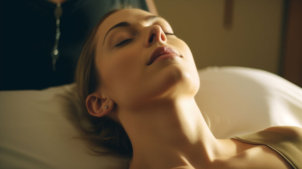 woman preparing for lymphatic drainage massage