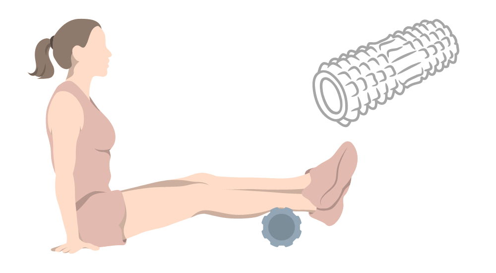 Using a foam roller on your calf - illustration