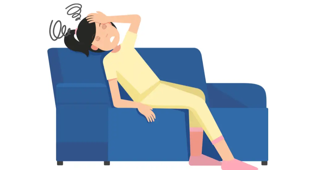 woman with fever after massage illustration